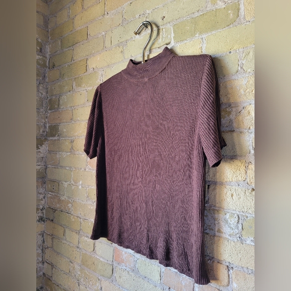 Vintage Studioworks Short-sleeved Knit Turtleneck Brown Womens Size XL - Picture 2 of 7